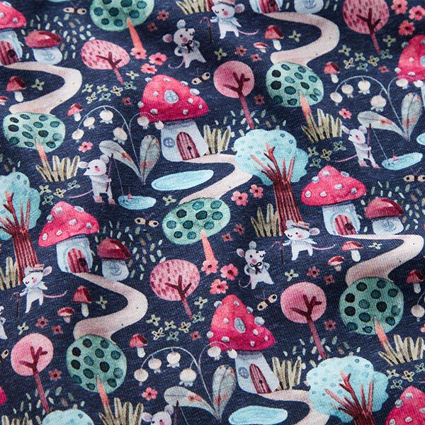 Cotton Jersey Mice on the move Digital Print – navy blue,  image number 2