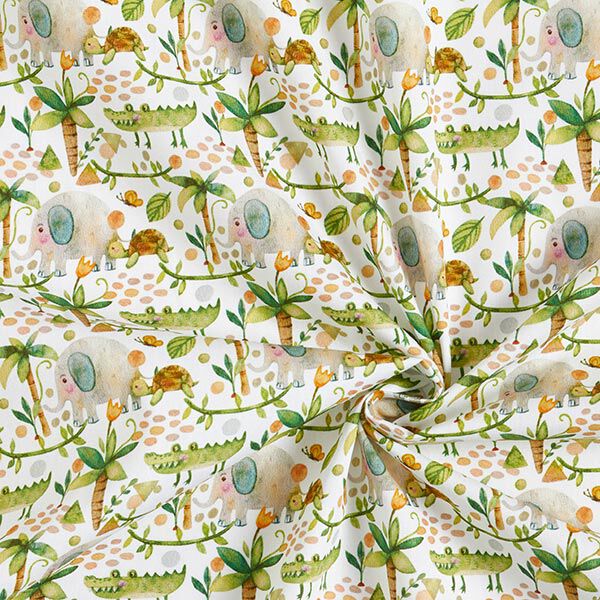 Cotton Poplin Jungle parade Digital Print | Stenzo – white,  image number 3