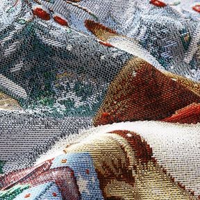 Decorative Panel Tapestry Fabric Cat with Gifts – light blue/carmine, 