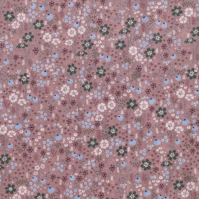 Cotton Jersey Forest flower meadow Digital Print – dark dusky pink,  image number 1