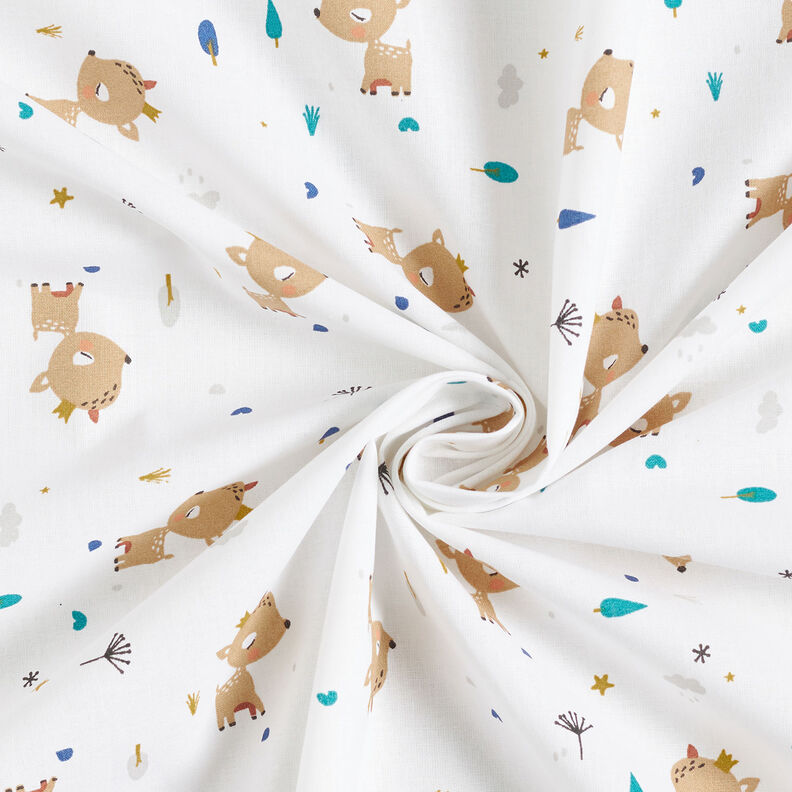 Cotton Poplin Deer with a crown – ivory,  image number 3