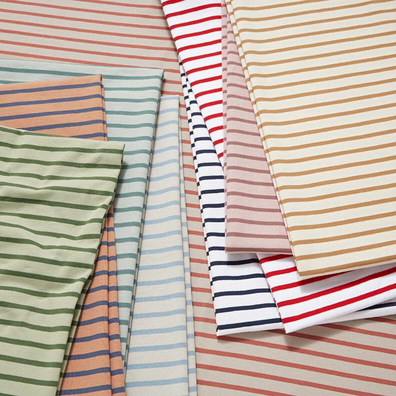 Narrow & Wide Stripes Cotton Jersey – white/red,  image number 5