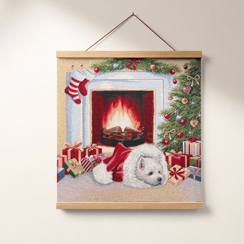 Panel Tapestry Fabric Holiday dog – green/red, image number 6
