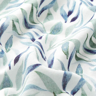 Double Gauze/Muslin Watercolour Leaves Digital Print – offwhite, 
