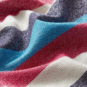 Striped glitter jersey – intense pink/navy blue, 