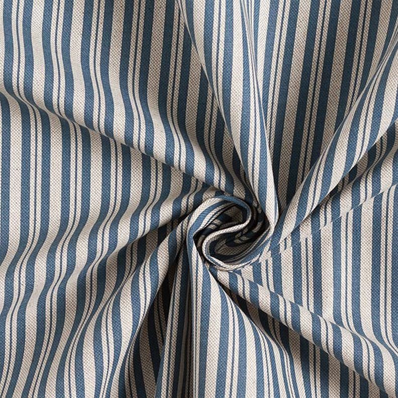 Decor Fabric Half Panama Fine Stripes – denim blue/natural,  image number 3