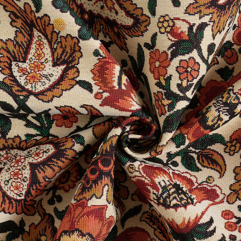 Decor Fabric Tapestry Fabric Retro floral – light beige/copper,  image number 4