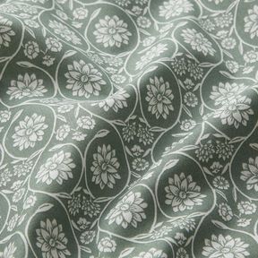 Cotton Cretonne Flowers and tendrils – reed/white, 