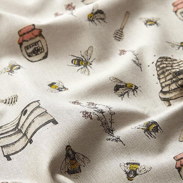 Decor Fabric Half Panama Bees and Honey – natural,  image number 2
