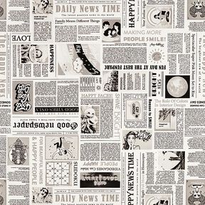 Decor Fabric Half Panama Retro newspaper – white/black, 