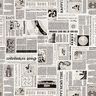 Decor Fabric Half Panama Retro newspaper – white/black,  thumbnail number 1
