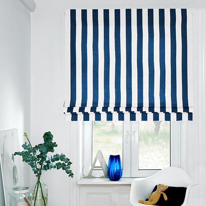Decor Fabric Cotton Twill stripes – white/indigo,  image number 6