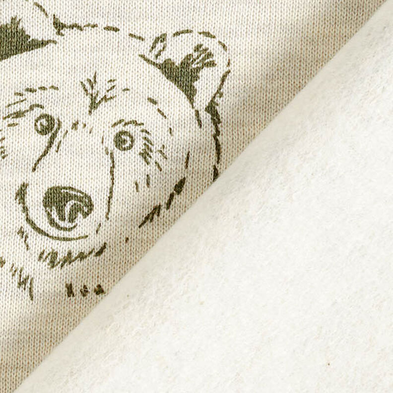 Brushed Sweatshirt Fabric Bear – light beige/olive,  image number 4