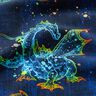 Cotton Jersey Rainbow Dragon Denim Look | Glitzerpüppi – blue-black/indigo,  thumbnail number 2