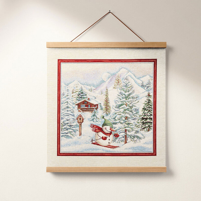 Decorative Panel Tapestry Fabric Snowman – carmine/light beige,  image number 7