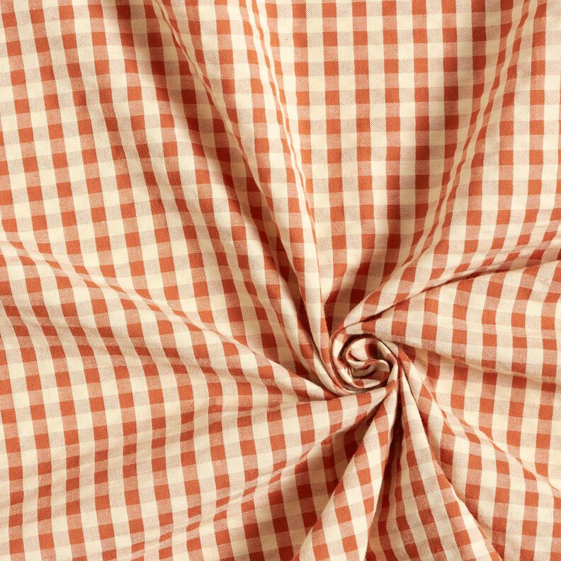Seersucker Cotton woven check – terracotta/light beige, image number 3