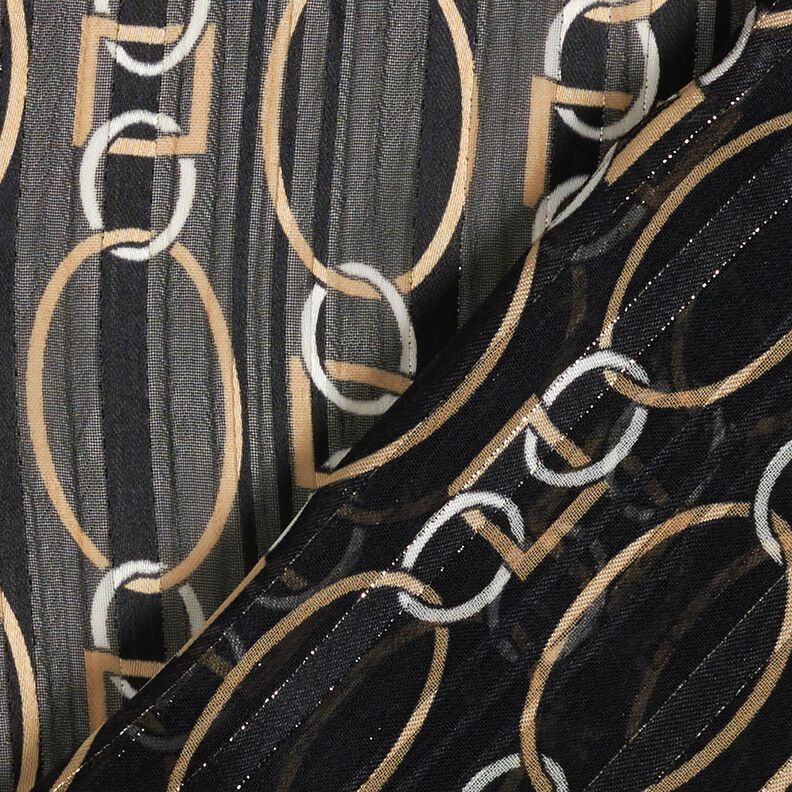 Glitter pinstripe chain links chiffon – black/white,  image number 4