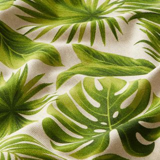 Decor Fabric Half Panama monstera leaves – natural/green, 