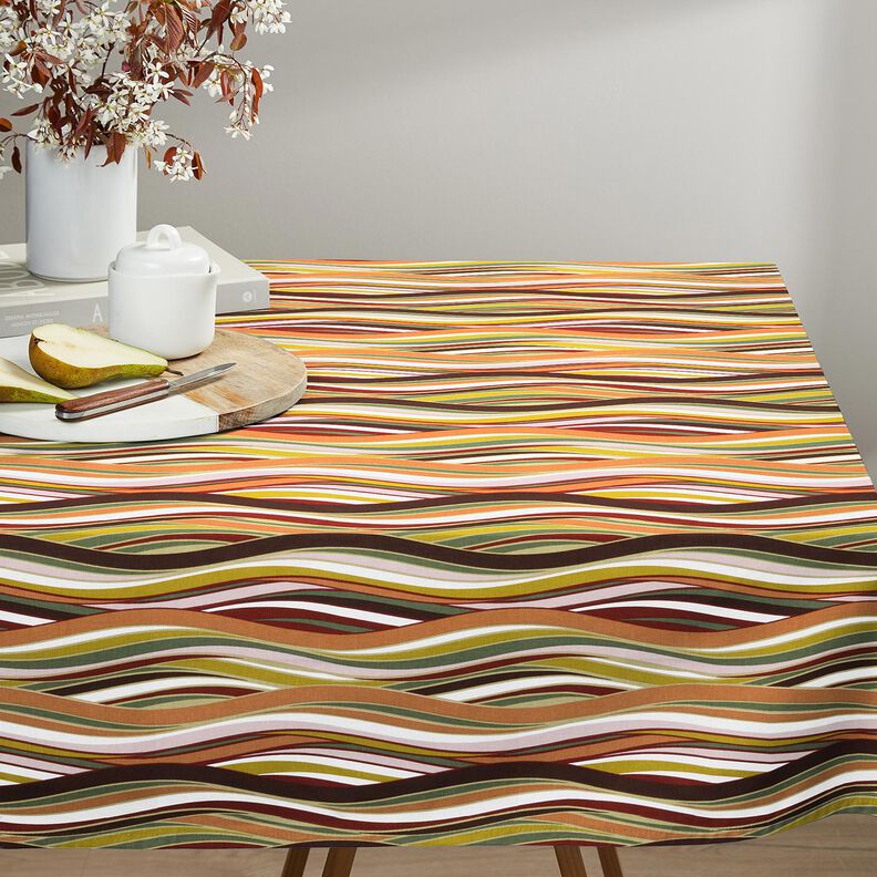 Cotton Cretonne wavy stripes &ndash; white/light orange,  image number 5