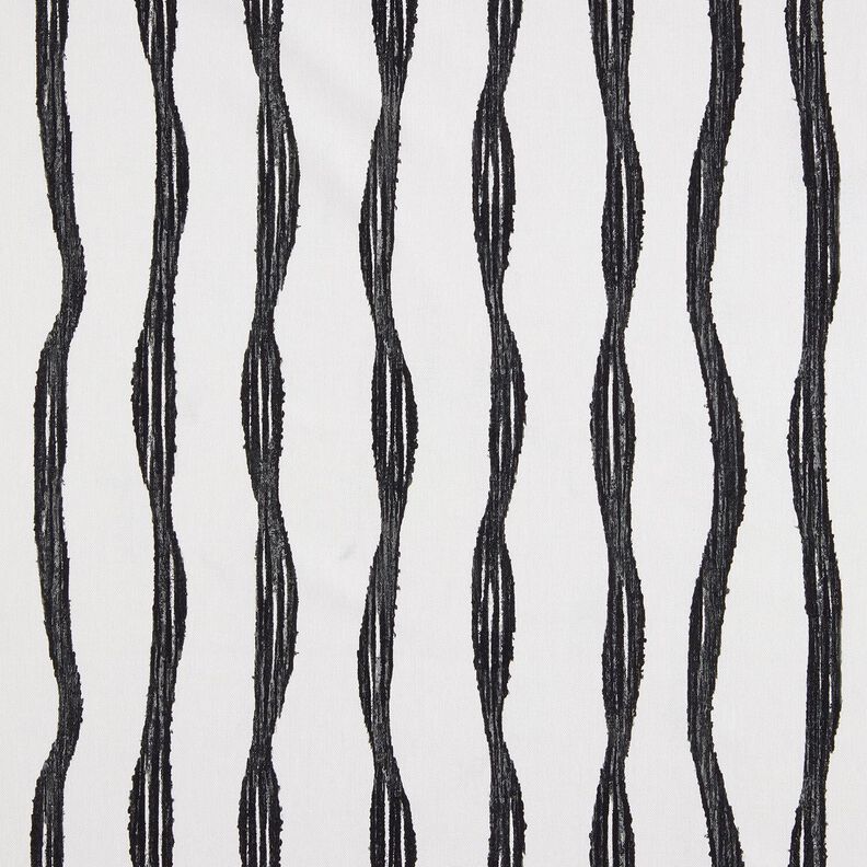 Decor Fabric Half Panama wavy stripes – black/ivory, image number 1