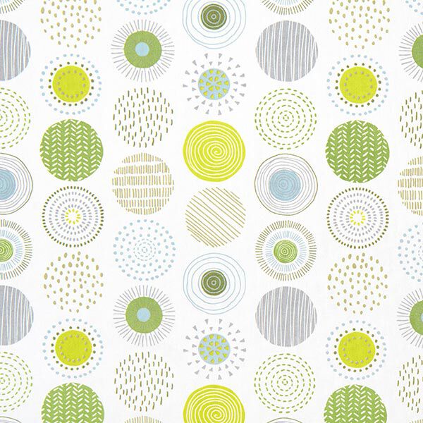 Decor Fabric Half Panama painted circles – apple green/white,  image number 1
