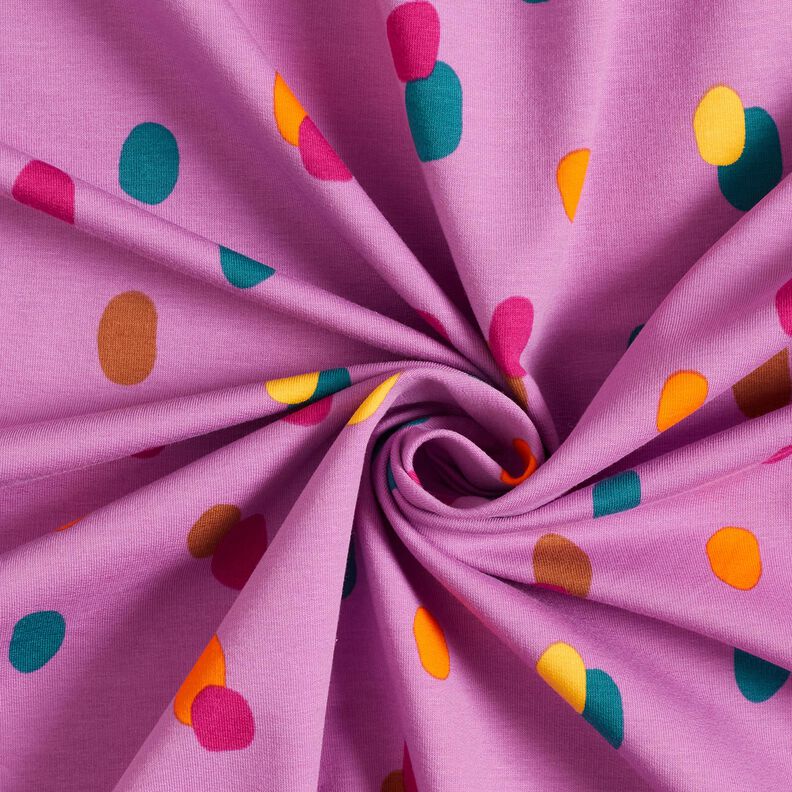 French Terry colourful splashes – pastel violet/orange,  image number 3
