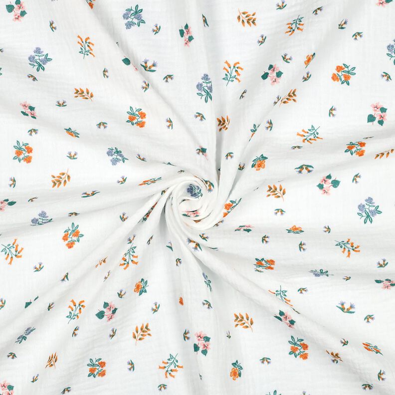 Double Gauze/Muslin Little flowers | Poppy Fabrics – ivory/peach orange, image number 3