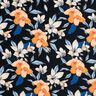 Swimsuit Fabric large hibiscus flowers – blue-black/apricot,  thumbnail number 1