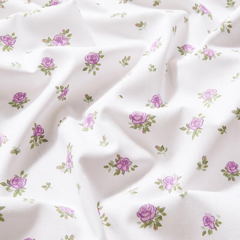 Cotton Poplin Delicate Roses – lavender/white,  image number 2