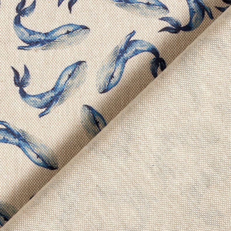Decor Fabric Half Panama Whales &ndash; indigo/natural,  image number 4