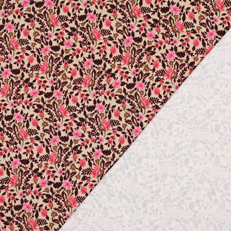 French Terry small flowers Digital Print – cashew/intense pink, image number 4