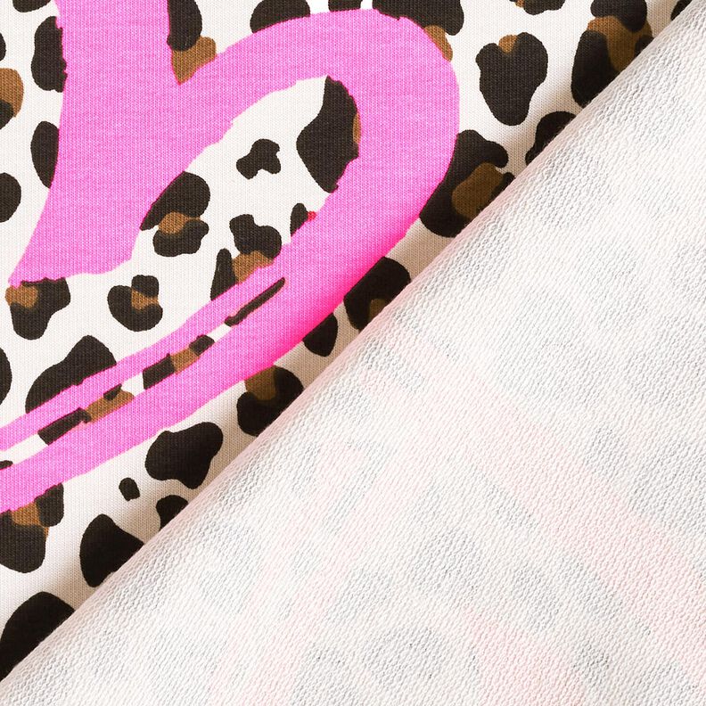French Terry Leo and neon hearts – cashew/neon pink, image number 4