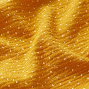 Double Gauze/Muslin Polka Dots – curry yellow/white, 