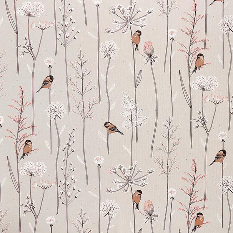 Decor Fabric Half Panama Birds and Twigs – natural,  image number 1