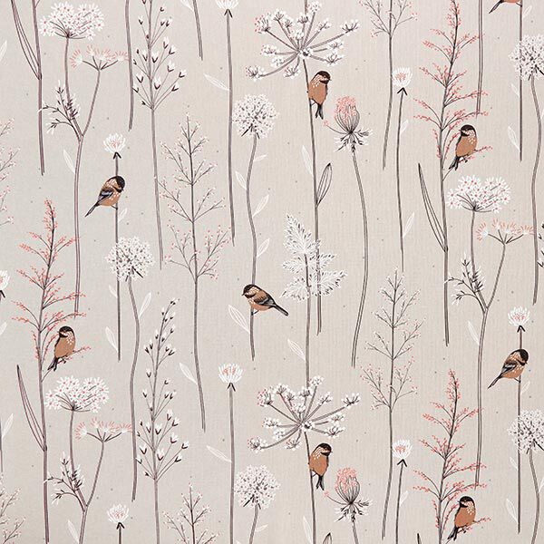 Decor Fabric Half Panama Birds and Twigs – natural,  image number 1