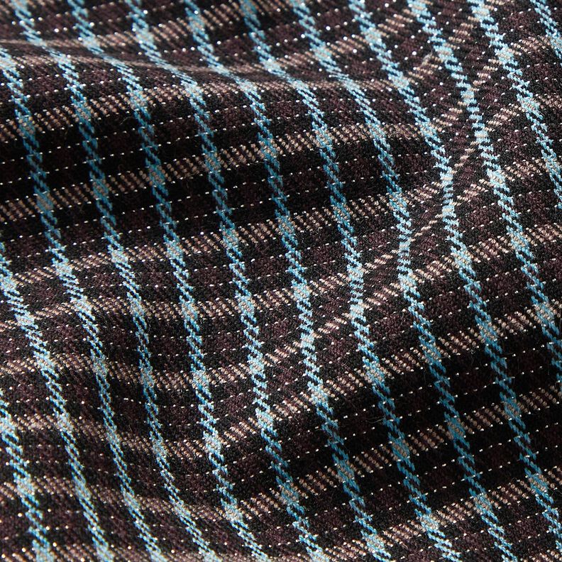 Viscose Blend Glitter Check – turquoise/black brown,  image number 2