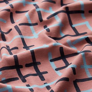 GOTS Cotton Jersey Checks | Tula – dusky pink, 