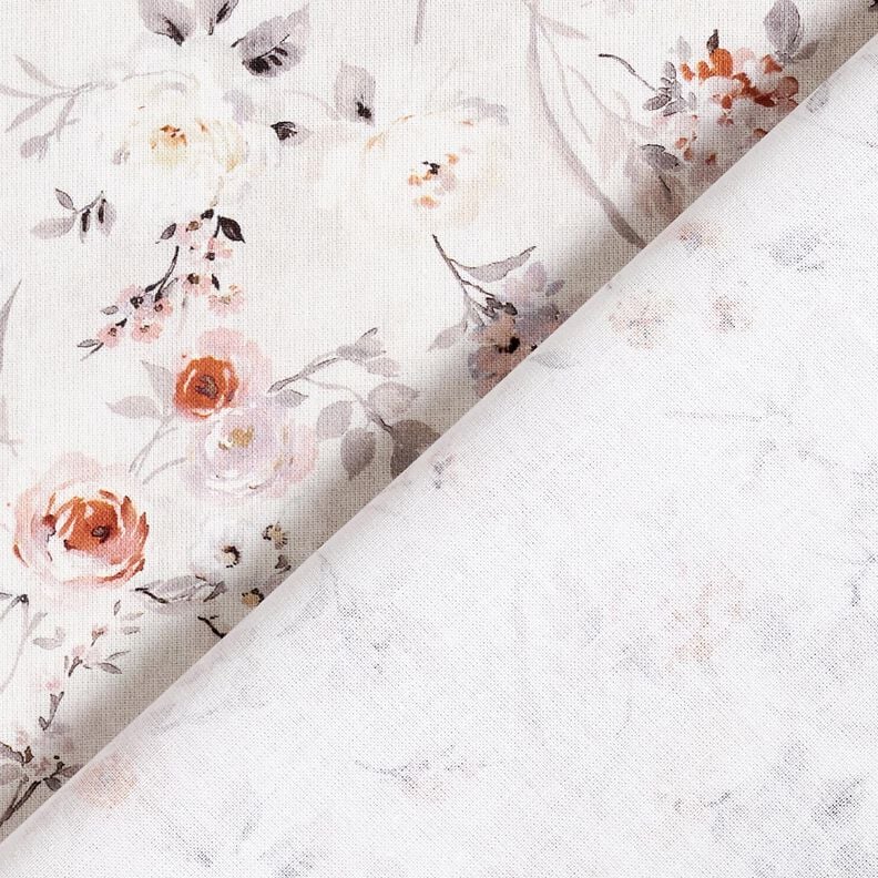 Cotton Poplin subtle flower branches – silver grey/light beige,  image number 4