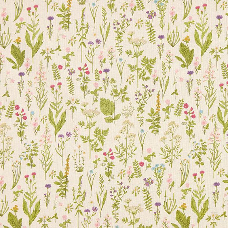 Decorative fabric Digital print Meadow herbs – natural/green,  image number 1