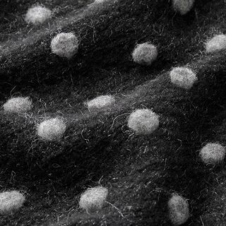 Fulled wool mix fabric dots – anthracite/light grey, 