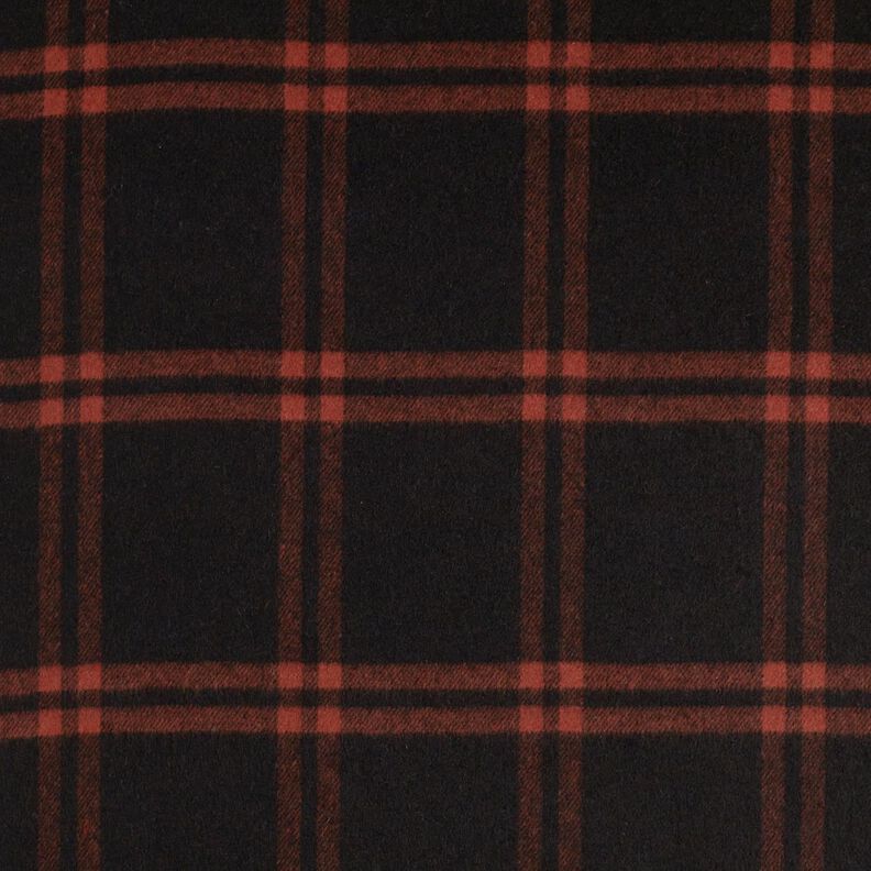 Coat fabric wool blend tartan – terracotta/black,  image number 1