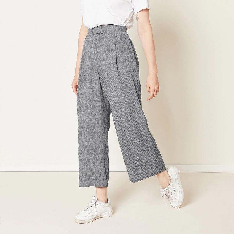 Linen Cotton Blend Narrow Stripes – black/white,  image number 6
