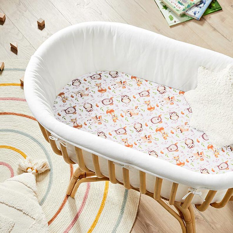 Cotton fabric Percale Woodland animals – white/light brown,  image number 6