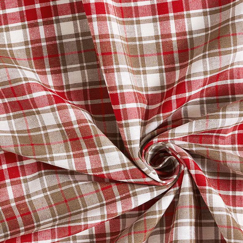 Decor Fabric Canvas colourful checks – taupe/red,  image number 3