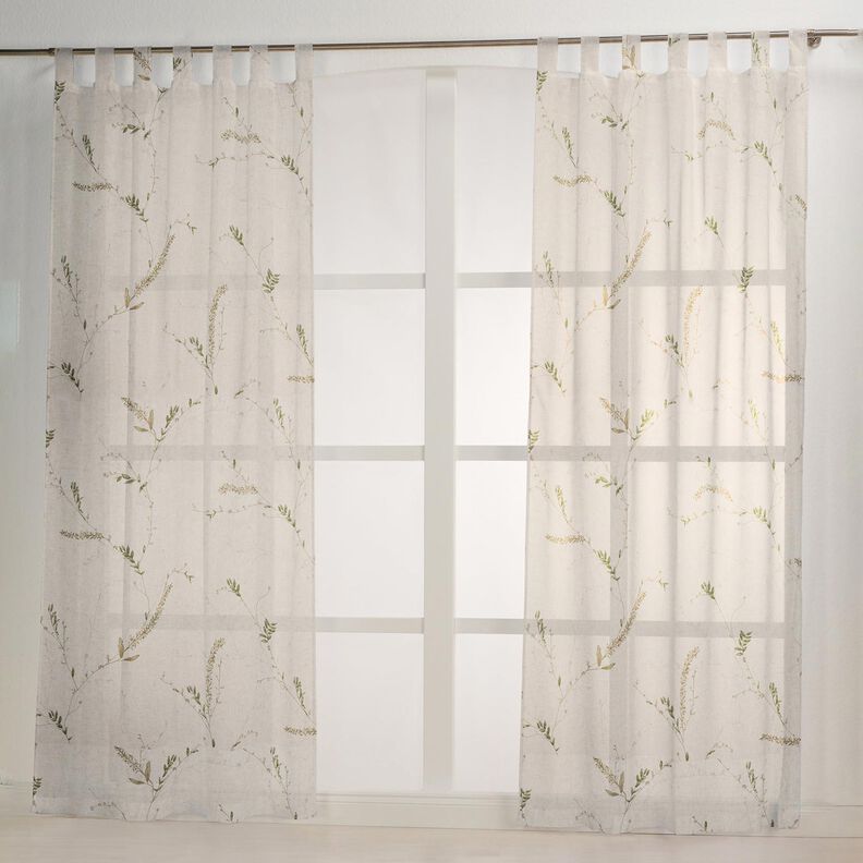 Curtain Fabric Voile Delicate branches – natural/dark pine,  image number 7