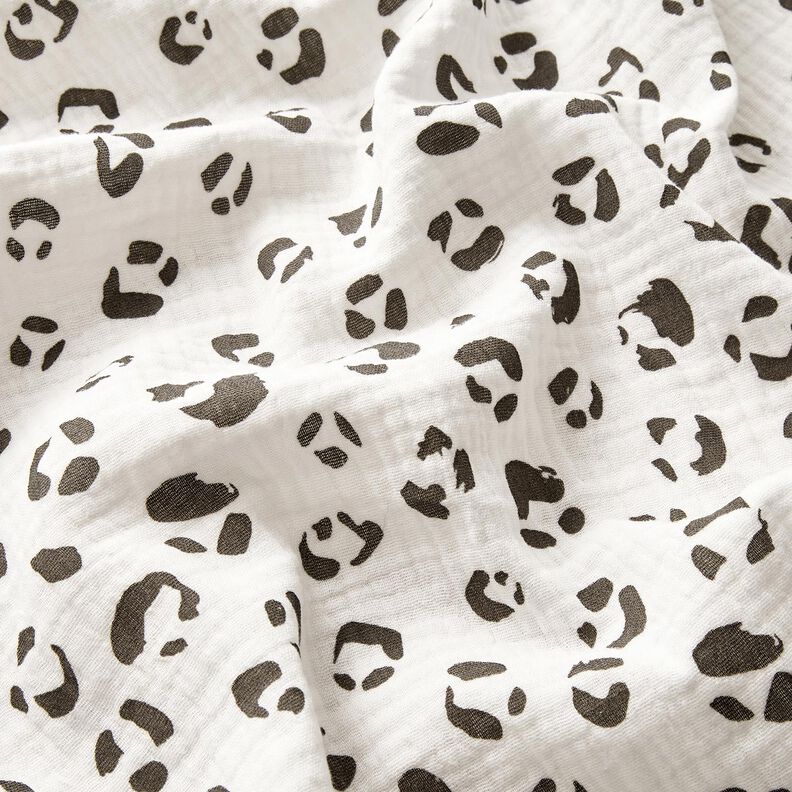 Double Gauze/Muslin large leopard pattern – ivory/dark grey,  image number 2