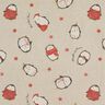 Decor Fabric Half Panama festive penguins – natural/carmine,  thumbnail number 1