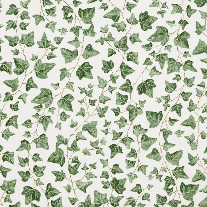 Decor Fabric Half Panama climbing ivy – white/green,  image number 1