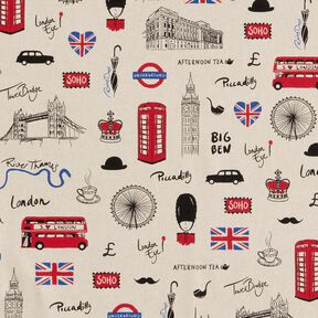 Decor Fabric Half Panama London – natural/red, 