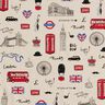 Decor Fabric Half Panama London – natural/red,  thumbnail number 1
